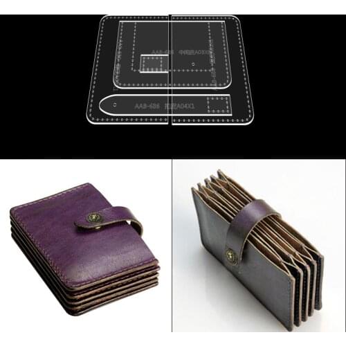 Leather Craft Wallet Acrylic Pattern Mold Design Bank Card Bag Acrylic DIY Leather Stencil Pattern Sewing Template Tool