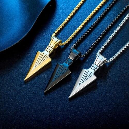 2020 Hot Sale Vintage Hip-hop Spearhead Pendant Necklace Titanium Steel Pendant Necklace All Match Male Female Jewelry