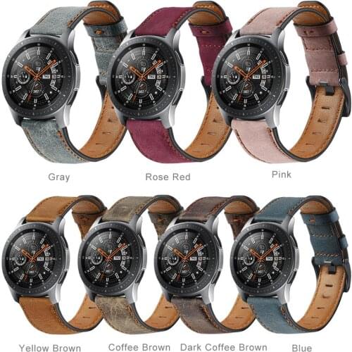 Fashion Replace Watch Band for Samsung Galaxy Watch 46mm Smart Watch First Layer Cowhide Retro Leather Strap