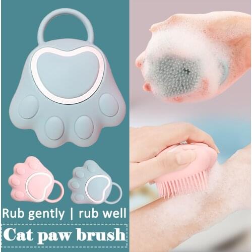 NEW Silicone Bath Brush Body-scrubber Massage Brush Extrusion For Shower Gel Cute Cats Paw Children Adult Soft Bathing Gloves