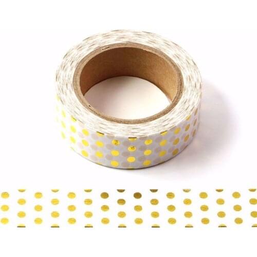 New 1X 15 mm x 10 m Gold Foil Printing Washi Tape For Christmas Dot Style Decorative Paper Masking Tape