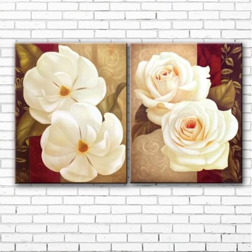 Pastoral white camellia flower scenery canvas printings oil painting printed on canvas living room wall art decoration picture