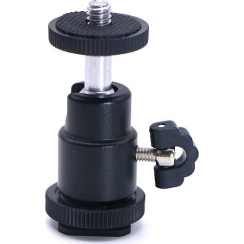 Hot Shoe to 1/4 Adapter Ball Head Ring Light Adapter Hot Shoe Mount Adapter Holder for Cameras, Microphone, Video Monitor