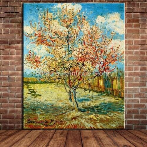 Pink Peach Tree In Blossom Reminiscence Of Mauve Of Vincent Van Gogh Hand Made Reproduction Oil Painting On Canvas Wall Art