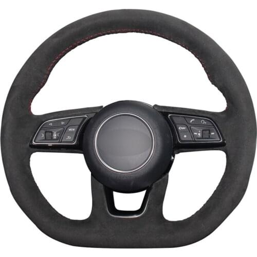 Hand-stitched Black Suede No-slip Car Steering Wheel Cover for Audi A4 S4 2016-2019 A5 RS5 2017-2019 RS4 2018-2019 S7 2018-2019