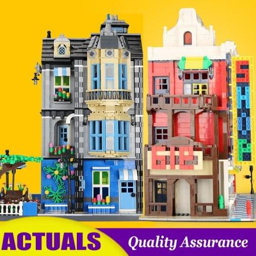Garden Coffee Store Compatible 1ed Wange Building Blocks Architecture House Models Bricks Children Funny Toys Disaply Gift