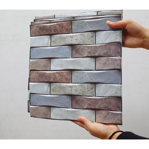 Self-Adhesive PVC 3D Wall Stickers Toilet Waterproof Kitchen Oil-Proof Brick Stone Free Cut Home Decor Living Room Wallpaper