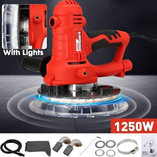 Drillpro 1250W 180MM 220V 6 Speeds Wall Polishing Machine Grinding Portable Led Light 1000-3500R/min Wall Putty Polisher Machine