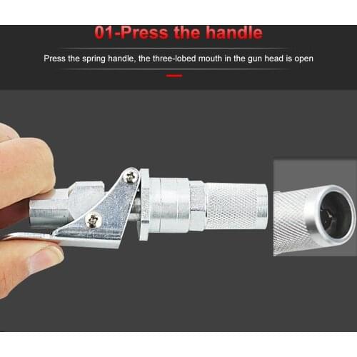 CAR Grease Gun Coupler Grease Gun Hose 10,000 Psi 1/8" Npt Self-Locking Two Clamp Nozzle Hose Press Grease Gun CAR Accessories