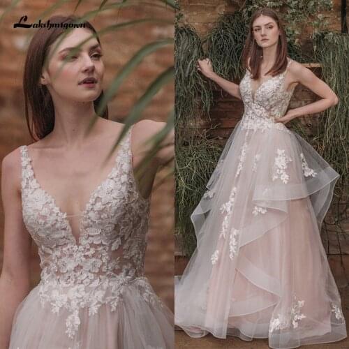 Boho A-Line Wedding Dress 3D Flowers Spaghetti Straps Bride Dresses vestido de novia 2021 Princess Lace Appliques Wedding Gowns