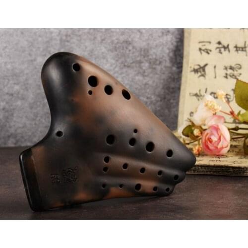 Great sound three tubes 3-pipes AC ocarina smoked burn multichamber flute ALTO C ocarina music instrument