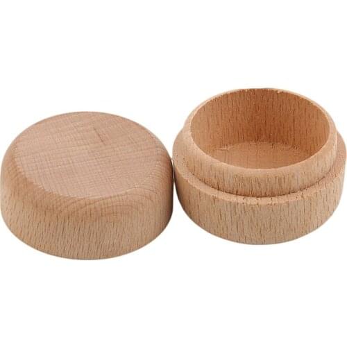 Solid Wood Box Round Buckle Cover Round Box Ring Earrings Container Storage Case Wooden Gift Box Storage Box