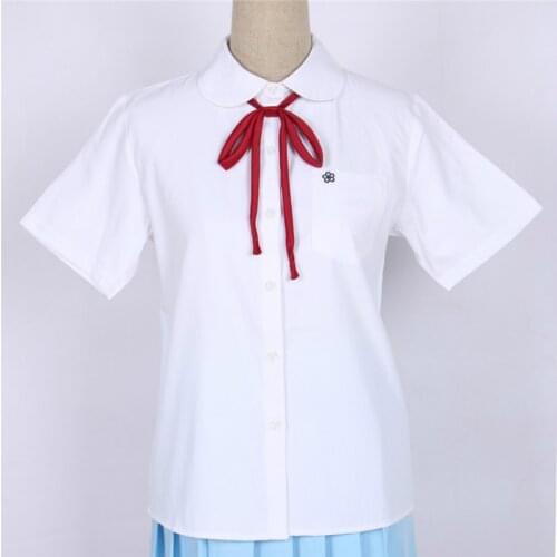 Female school uniform shirt 2019 new style spot Japan orthodox JK uniform short-sleeved round neck white shirt embroidery