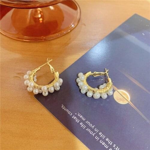 Retro style geometric irregular baroque pearl earring, 2021 new Korean trend womens earrings party jewelry gifts