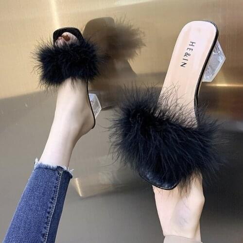 2021 Fairy Wedges Mink Fur Slippers Women Platform Shoes Furry Flip Flops Pantuflas Thicken Soled Fox Fur Slides Plus Size 36-43