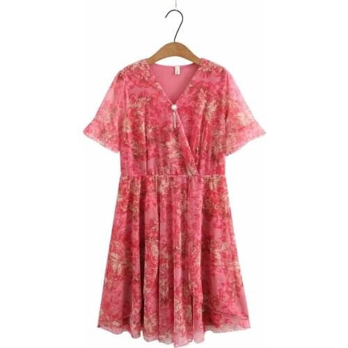 Plus size dress V-Neck flare sleeve print high waist summer light dresses 2021 elegant casual womens dresses 5XL