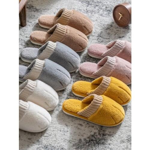 2021 Unisex Winter Indoor Warm Home Slippers Couples Bedroom Cartoon Cat Non-slip Soft Bottom Women And Men Home Slippers