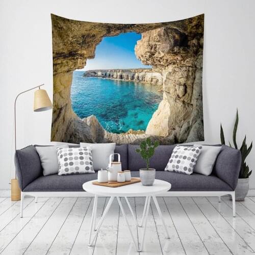 1Pc Ocean Stone Hole Printed Wall Hanging Tapestry Blanket Beach Towel Wall Carpets Dorm Decor background cloth