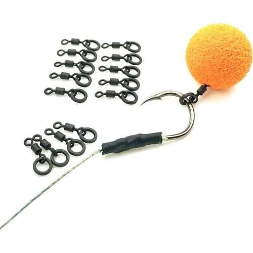 20pcs UK20# quality Carp fishing hook micro swivels Matte Black boilies link loops quick change swivels ro with ring