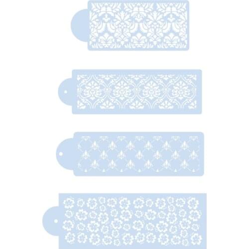 4pc Cake Flower Border Stencil Painting Template For Painting Wall Scrapbooking Photo Album Embossing Bullet Journal Stencils