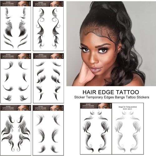 7 Styles Fashion Style Baby Hair Temporary Tattoos Sticker DIY Natural Curly Hair Edges Longlasting Waterproof Template Sticker