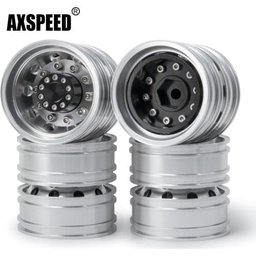 AXSPEED Aluminum Alloy Rear Tractor Trailer Wheel Rims For 1/14 Tamiya Tractor Truck Climbing Trailer Cargo Truck Car
