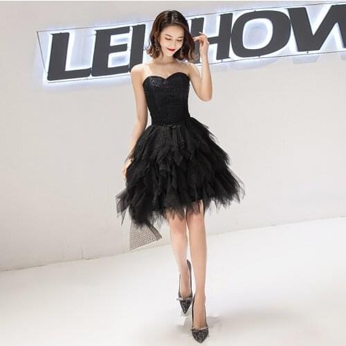 Banquet Evening Dress 2021 New Fashion Short Black Party Dress Sexy Off the Shoulder Sweetheart Knee Length Beading Formal Dress