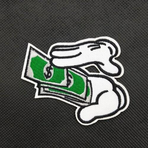 Boss Count Money (Size:8.6x6.7cm) Iron on Fabric Sticker Embroidered Apparel Clothes DIY Patch Accessory