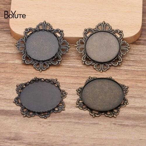 BoYuTe (10 Pieces/Lot) Round 20MM 25MM Cabochon Base Settings Antique Bronze Diy Blank Tray Bezel Handmade Jewelry Materials
