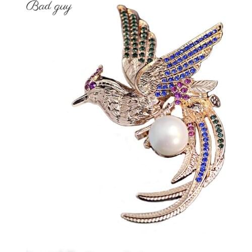 Birds Zircon Brooch Pin for Womens Animal Gold Brooches Clothes Scarf Buckle Garment Accessories Fashion Jewelry Gem Pins