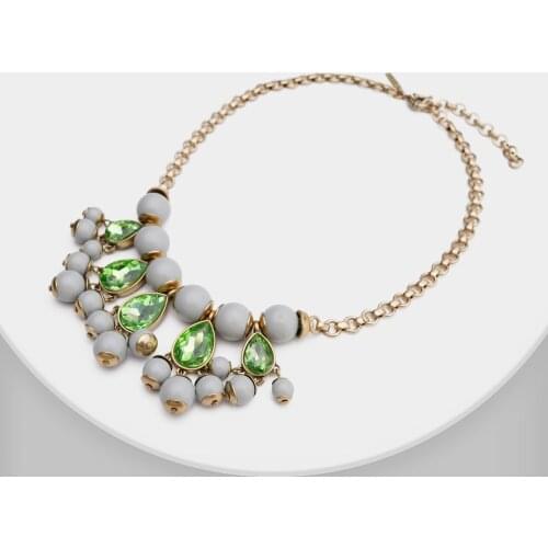 Amorita boutique new design green crystal fashion Necklaces 2018