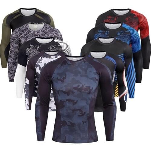 Quick Dry Mens Compression T-Shirt Running Shirt Crossfit Sport Workout Tight Long Sleeve Jogging Training Gym Fitness T Shirts