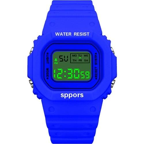Unique Bright Blue Watch Man Luxury Sport Square Dial Waterproof Mens Digital Watch Led Luminous Unisex Gift Clock For Women Men