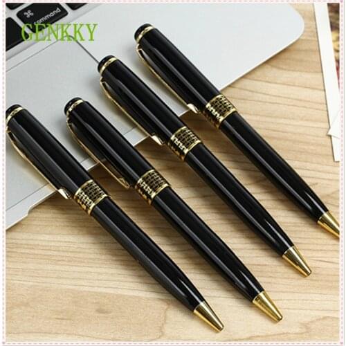 Black rotation ballpoint pen metal main-part sign pen free shipping