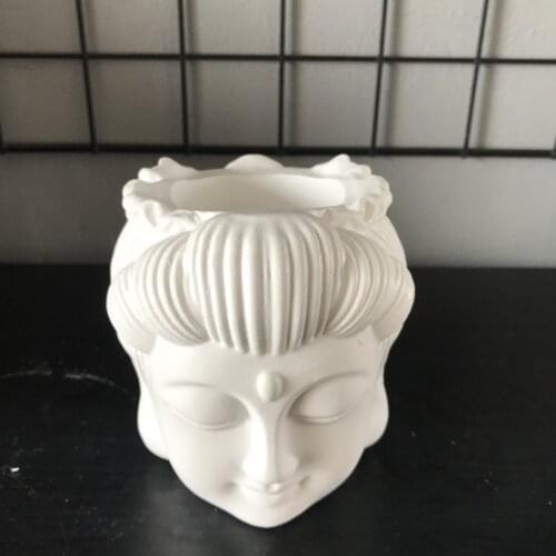 Decorating Plaster Craft Vase Handmade Silicone Pot Molds DIY 3D Cement Planter Making Concrete Human Buddha Head Mould