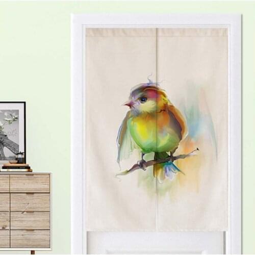 Cartoon Birds Door Curtain Bedroom Fabric Screen Bathroom Toilet Dressing Fitting Room Kitchen Restaurant Decorative Cloth