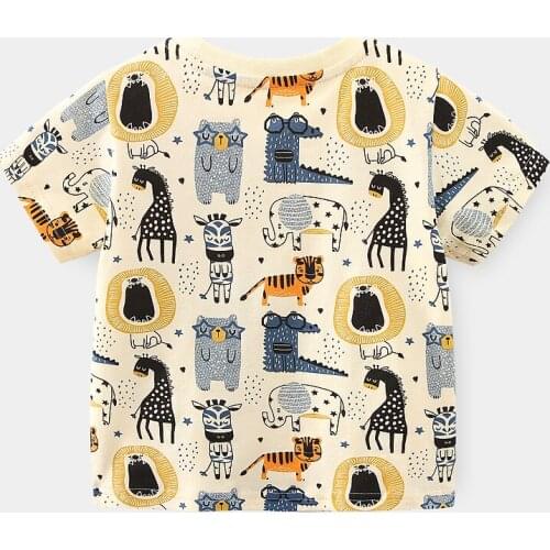 Kids Clothing Summer New Baby Boys Casual Loose Cotton T-shirts Fashion Animal Print Tees for Boy Childrens Short Sleeve Tshirt
