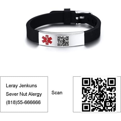 DIY Mens Bracelet Medical Alert ID Bangles ICE Adjustable Length Wrist for Men Woman Child Personalized Customized Jewelry