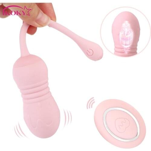 IKOKY Wearable Dildo Vibrator Sex Toys for Women Wireless Remote Telescopic Vibrating Egg 8 Speed G-Spot Clitoris Stimulation