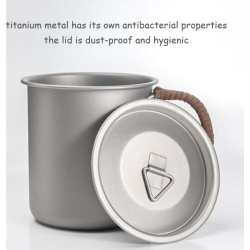 450ml Pure Titanium Coffee Cup Kitchen Outdoor Camping Pot Picnic Titanium Mug Water Beer Beverage Metal Cup Bowl Can Boil Water