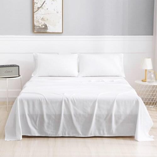 4 Pieces Bed Sheet Set White Bedding Set for Hotel Home All Season Soft Sheets