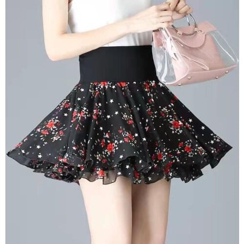 Summer Women Skirts Shorts High Waist Skirts A-line Floral Printed Cute Sweet Girls Dance Mini Skirt Kawaii Plus Size Skirts
