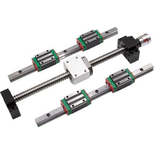 Linear guide HGR15 L200/250mm 2 pcs + linear block HGH15CA 4 pcs +ball screw SFU1204 with BK10 BF10 end machining + nut housing