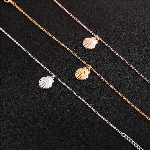Small shell conch charm pendant necklace cute 3D shell necklace sail sailor sea shell ocean beach animal pearl lucky necklace