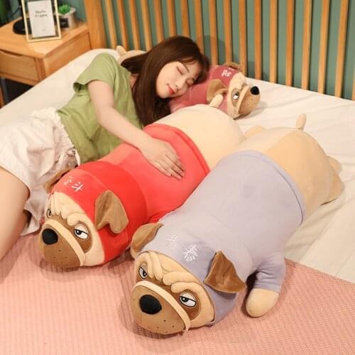 Cute Simulation Bulldog With Clothes Plush Toys Dogs Stuffed Soft Lovely Animals Pillow Doll For Girls Kids Birthday Gifts