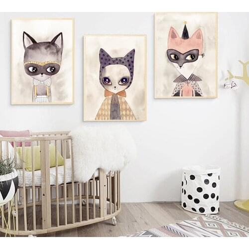 Sweet Home Decor Nordic Canvas Painting Wall Art Poster Rabbit Girls Boys Picture Cartoon Watercolor Decor Print for Kid Bedroom