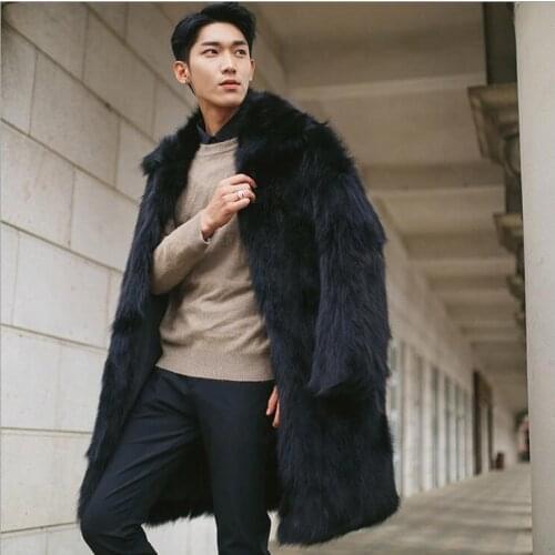 Fashion black autumn faux mink leather jacket mens winter thicken warm fur leather coat men casual jackets jaqueta de couro