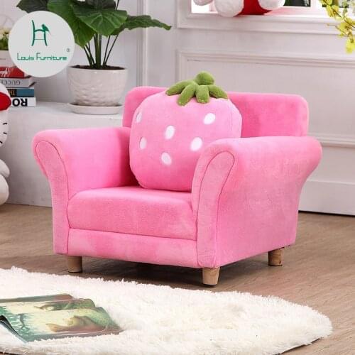 Louis Fashion Children Sofa Chair Lovely Cartoon Cloth Strawberry Sofa Pink Princess Baby Kindergarten