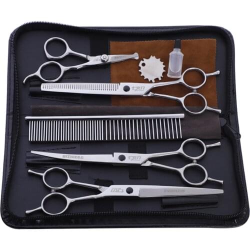 6 7 inch Professional Pet Scissors Set for Dogs Grooming High Quality Straight&Thinning&Curved Shears Dog Cat Hair Cutting Tools
