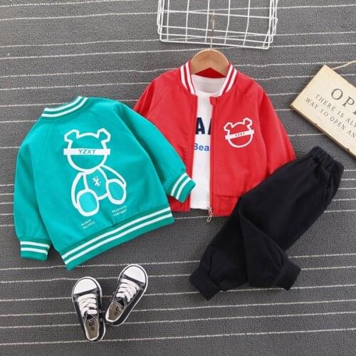 Autumn Children Clothes Baby Boy Girl Jacket Suit T-Shirt Pants 3Pcs/sets Spring Kids Infant Clothing Toddler Sportswear 1-5year
